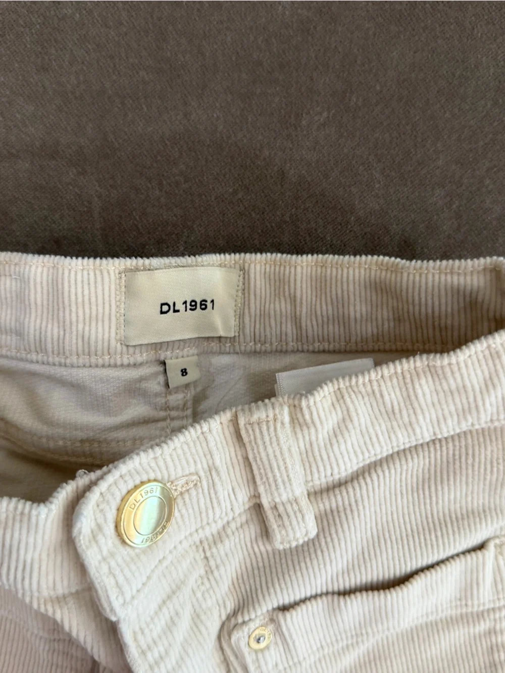 DL1961 Cream Corduroy High-Rise Pants